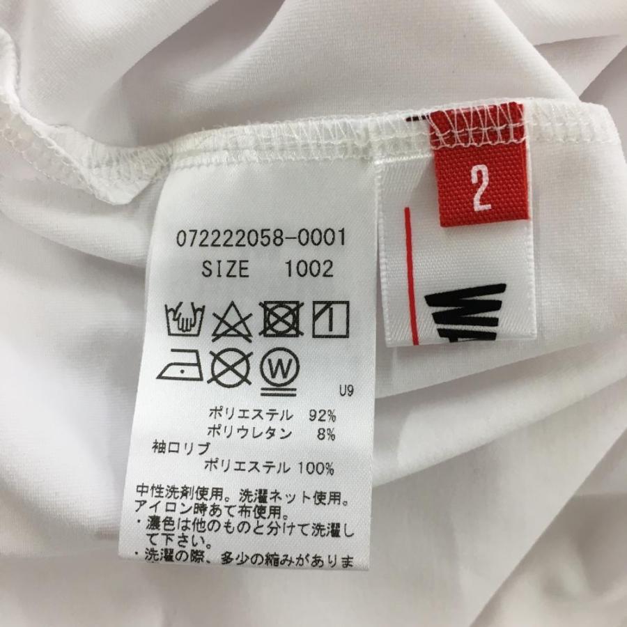 ワック 半袖ハイネックシャツ 白×ブルー ラインストーン 袖 