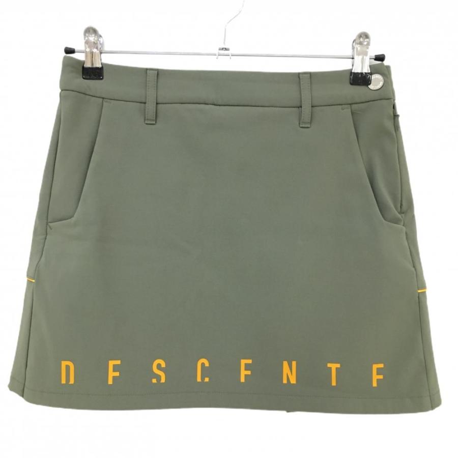 DESCENTE デサントゴルフ スカート カーキ×オレンジ 後ろ裾 DESCENTE デサントゴルフ スカート カーキ×オレンジ 後ろ裾