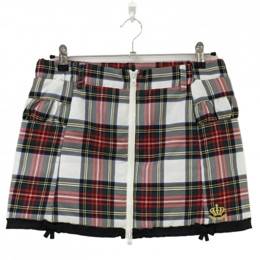 美品】キスオンザグリーン 中綿スカート 白×レッド×グリーン チェック 
