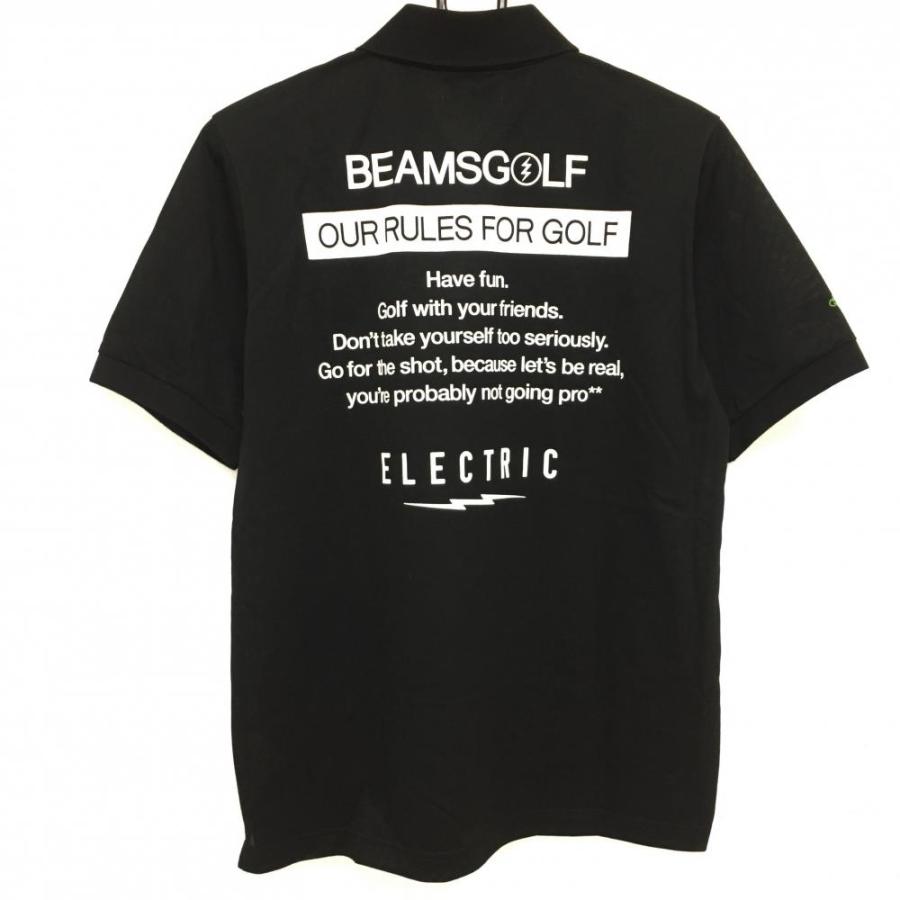 BEAMS ビームスゴルフ×エレクトリック 半袖ポロシャツ 黒×白 BEAMS ビームスゴルフ×エレクトリック 半袖ポロシャツ 黒×白