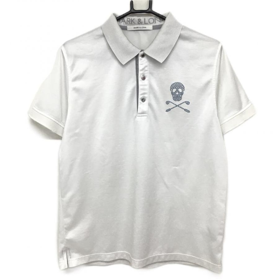 マークアンドロナ 半袖ポロシャツ 白 スカル 襟裏グレー メンズ XL  