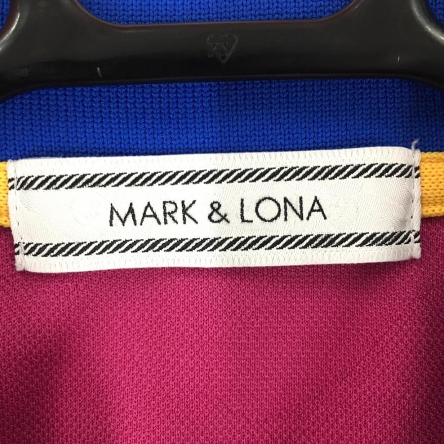 MARK&LONA（マークアンドロナ） 半袖ポロシャツ ピンク×ブルー スカル