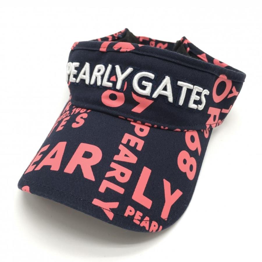 PEARLY GATES（パーリーゲイツ） サンバイザー ネイビー×ピンク ロゴ総