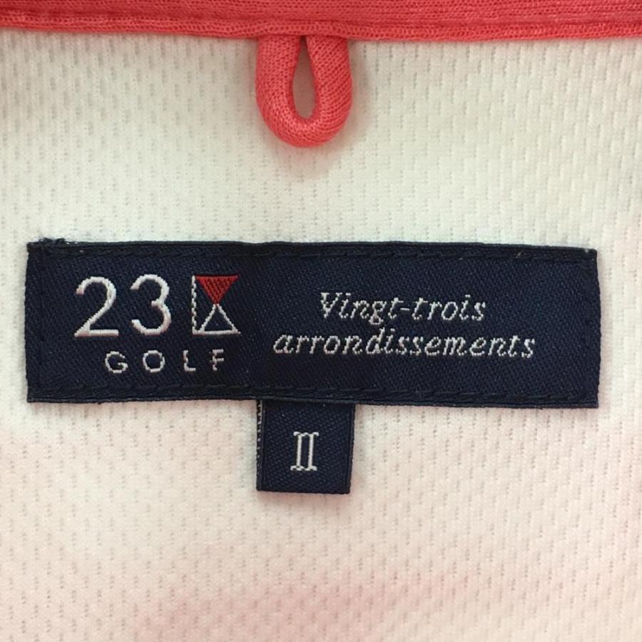 23区GOLF 23区ゴルフ 半袖ポロシャツ 白×ピンクレッド 三角形総柄 胸