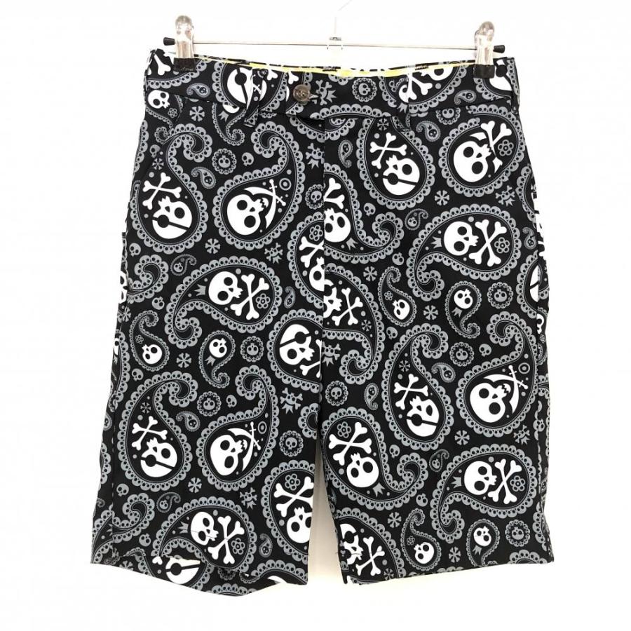 LOUDMOUTH ラウドマウス ハーフパンツ 黒×白 スカル シバー