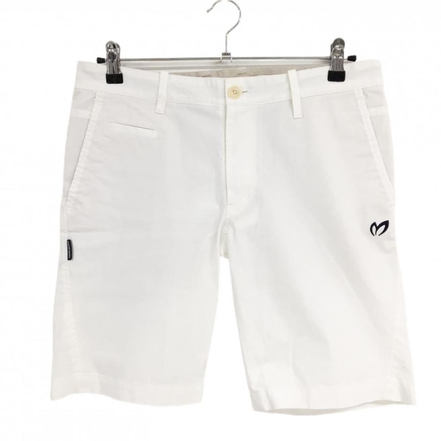 マスターバニー ハーフパンツ 白×ネイビー ロゴ刺しゅう コットン混  