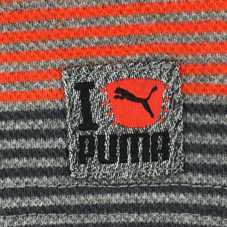 PUMA（プーマ） 半袖ポロシャツ グレー×レッド ボーダー コットン混 