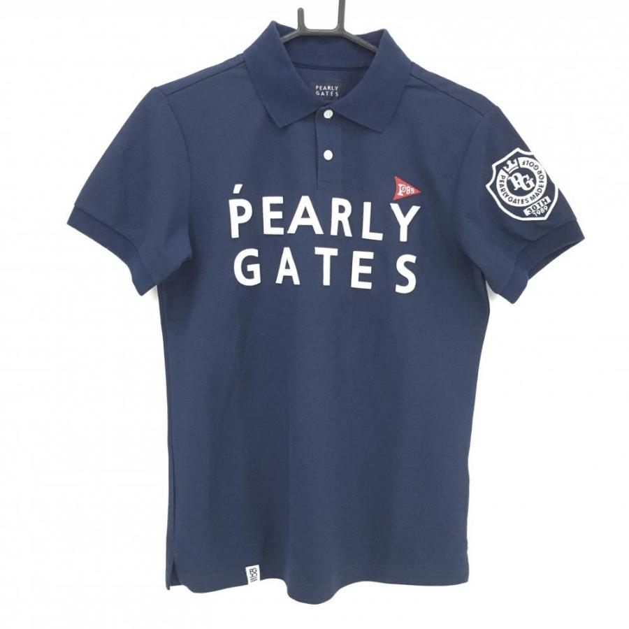 PEARLY GATES（パーリーゲイツ） 半袖ポロシャツ ネイビー×白 フェルト