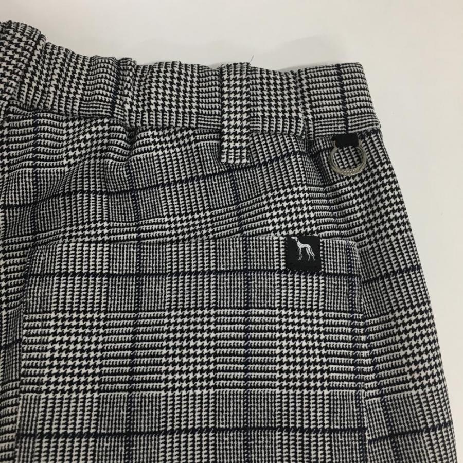 アダバット ストレッチパンツ 黒×白 グレンチェック ウエストゴム 