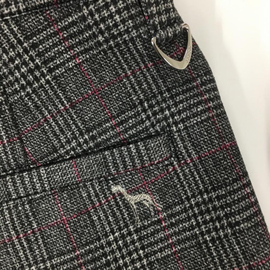 【美品】adabat ゴルフパンツ M メンズ チェック柄　ゴルフウェア　グレー adabat（アダバット） パンツ グレー×レッド 表微起毛 グレンチェック