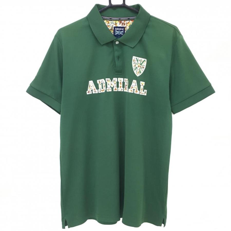 Admiral（アドミラル） 半袖ポロシャツ グリーン ロゴ花柄 全体的に