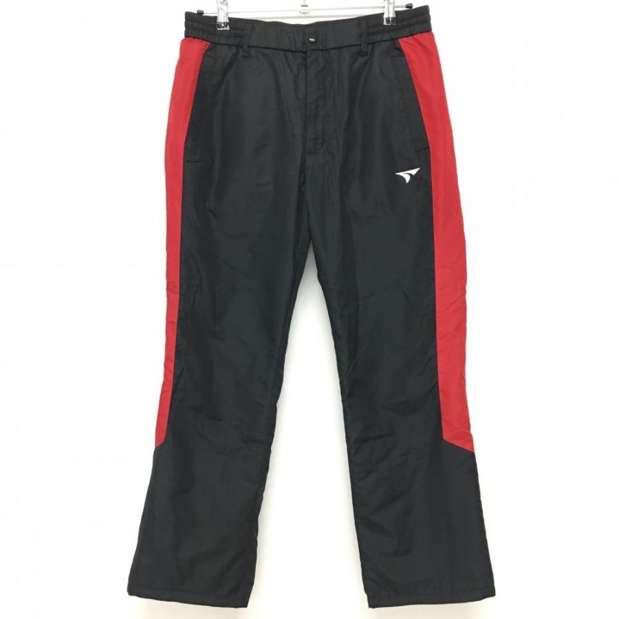 【超美品】ツアーステージ レインウェア ゴルフウェア L ジャージ 黒 × 赤 美品】ツアーステージ パンツ 黒×レッド 裏地起毛 ウエスト調整紐