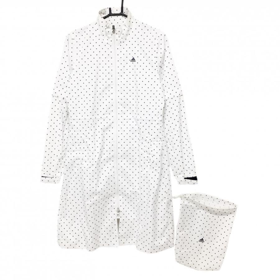 アディダス メッシュワンピース 3点セット adidas adidas（アディダス） 2WAYレインワンピース 白×ネイビー ドット 裏地