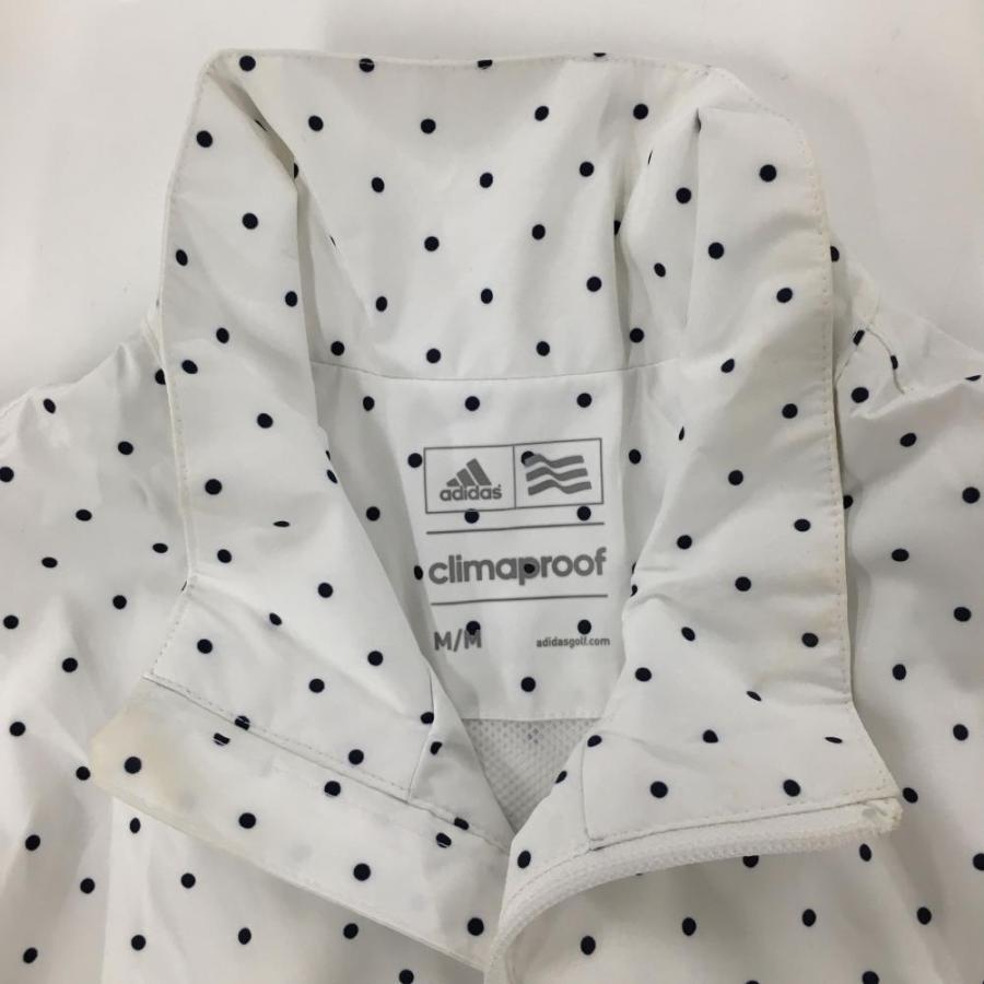 adidas（アディダス） 2WAYレインワンピース 白×ネイビー ドット 裏地