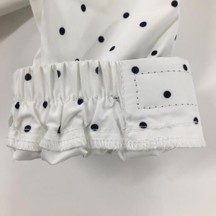 adidas（アディダス） 2WAYレインワンピース 白×ネイビー ドット 裏地