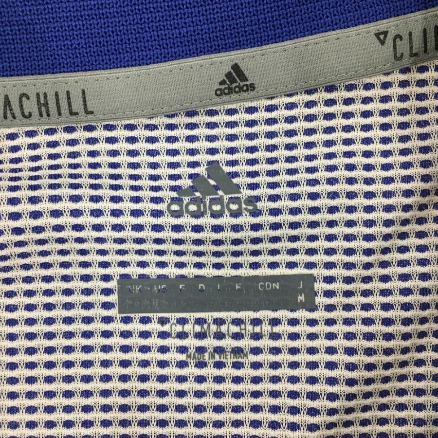 adidas（アディダス） 半袖ポロシャツ パープルブルー 織生地 ロゴ