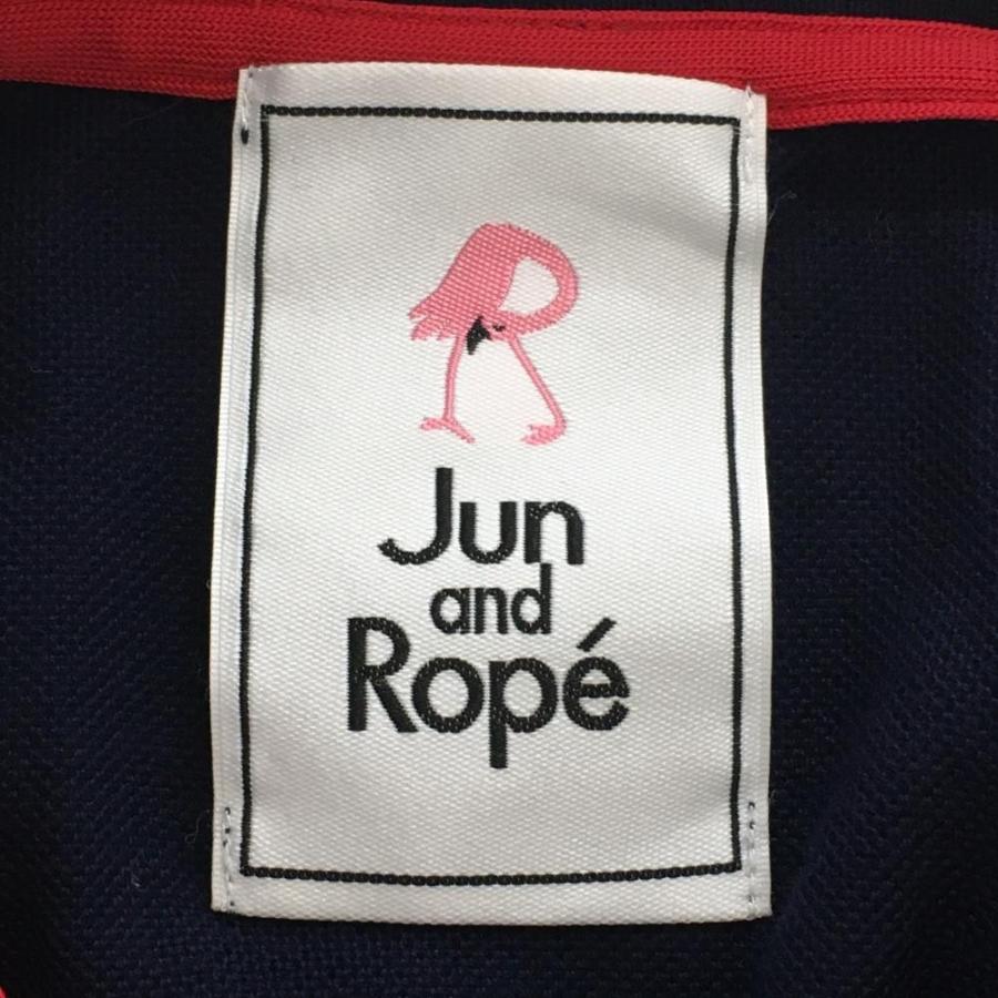 JUN&ROPE ロゴワッペン　ポロシャツ　ゴルフ　スポーツ　カジュアル JUN&ROPE'（ジュンアンドロペ） 長袖ポロシャツ ネイビー 襟ワッペン