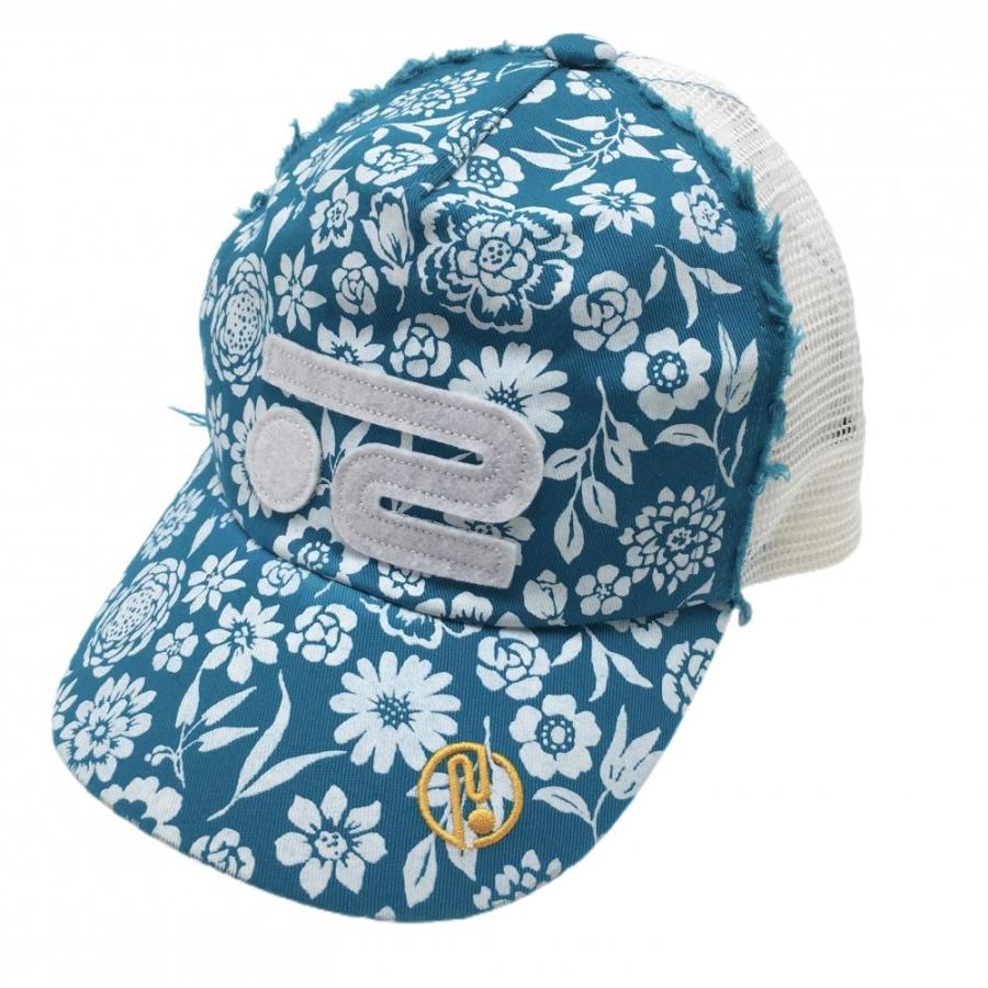 メッシュのロサーセンのキャップ Rosasen（ロサーセン） メッシュキャップ ブルー×白 花柄 40 ゴルフ
