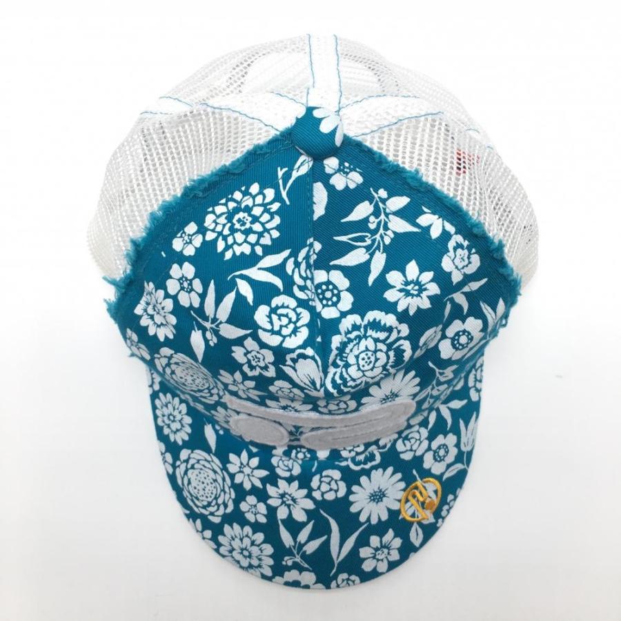 Rosasen（ロサーセン） メッシュキャップ ブルー×白 花柄 40 ゴルフ