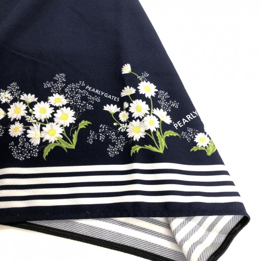 PEARLY GATES（パーリーゲイツ） スカート ネイビー×白 裾花柄 ライン 
