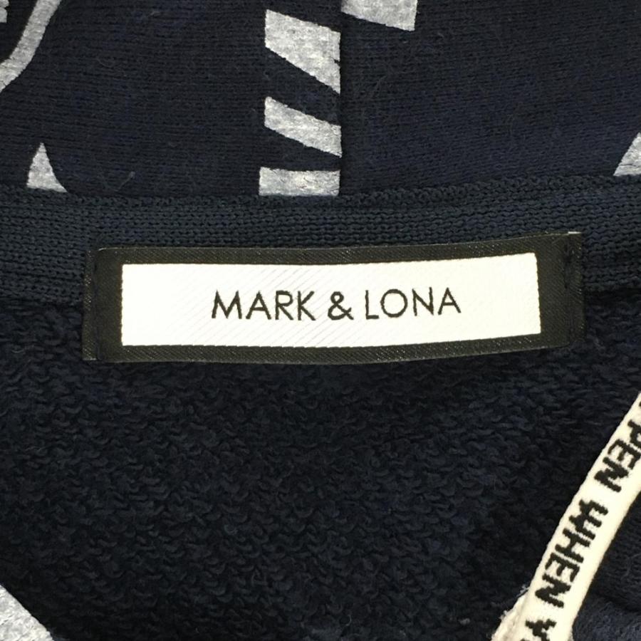 MARK&LONA マークアンドロナ ジップパーカー ネイビー×白 総柄 MARK&LONA マークアンドロナ ジップパーカー ネイビー×白 総柄