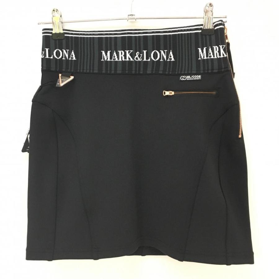 MARK&LONA マークアンドロナ スカート 黒×白 ウエストゴム ロゴ MARK&LONA マークアンドロナ スカート 黒×白 ウエストゴム ロゴ