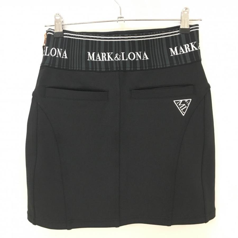 MARK&LONA マークアンドロナ スカート 黒×白 ウエストゴム ロゴ MARK&LONA マークアンドロナ スカート 黒×白 ウエストゴム ロゴ