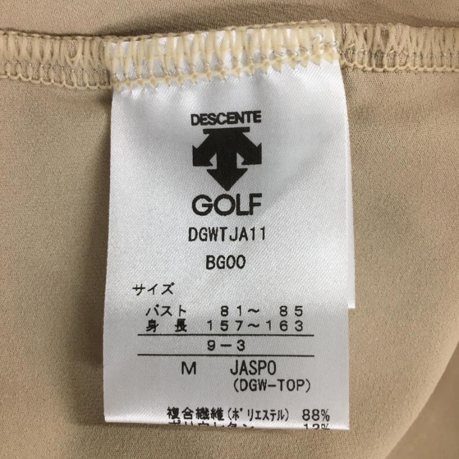 DESCENTE デサントゴルフ 半袖ハイネックシャツ ベージュ×白 DESCENTE デサントゴルフ 半袖ハイネックシャツ ベージュ×白