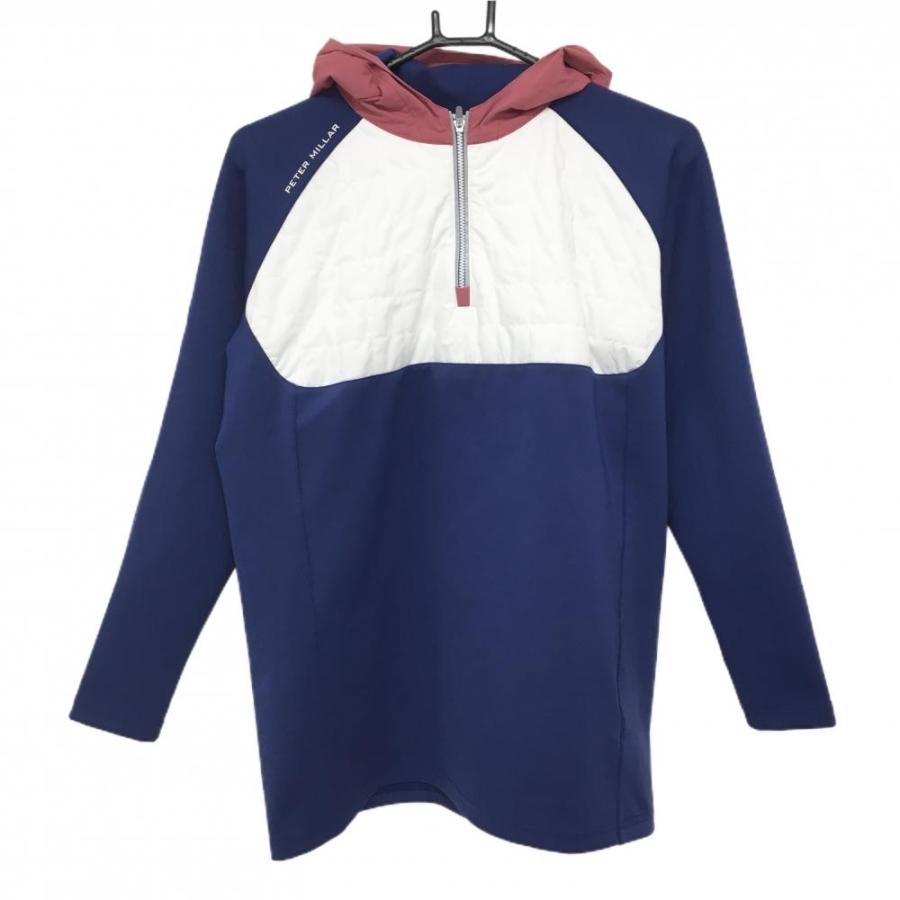 ピーターミラー フード付きブルゾン ブルー×白×ピンク パーカー