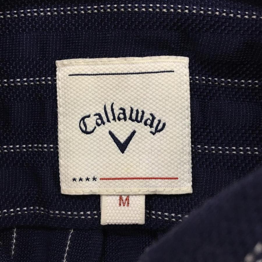 Callaway（キャロウェイ） 長袖ポロシャツ ネイビー×白 ストライプ柄