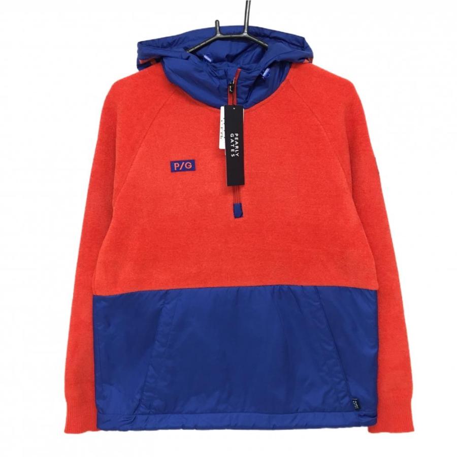 新品】パーリーゲイツ パーカー レッド×ブルー 異素材切替 ブルゾン