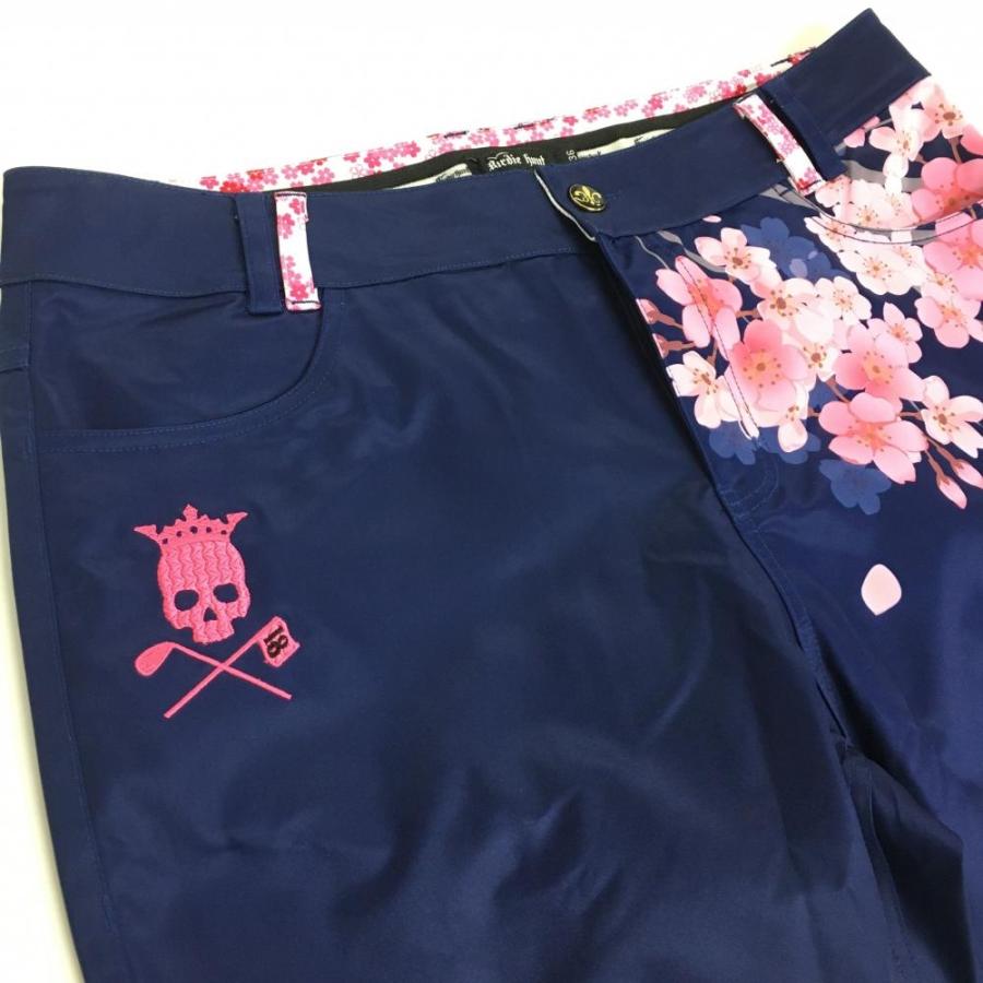 バーディーハント パンツ パープル×ピンク 桜 スカル刺しゅう バーディーハント パンツ パープル×ピンク 桜 スカル刺しゅう