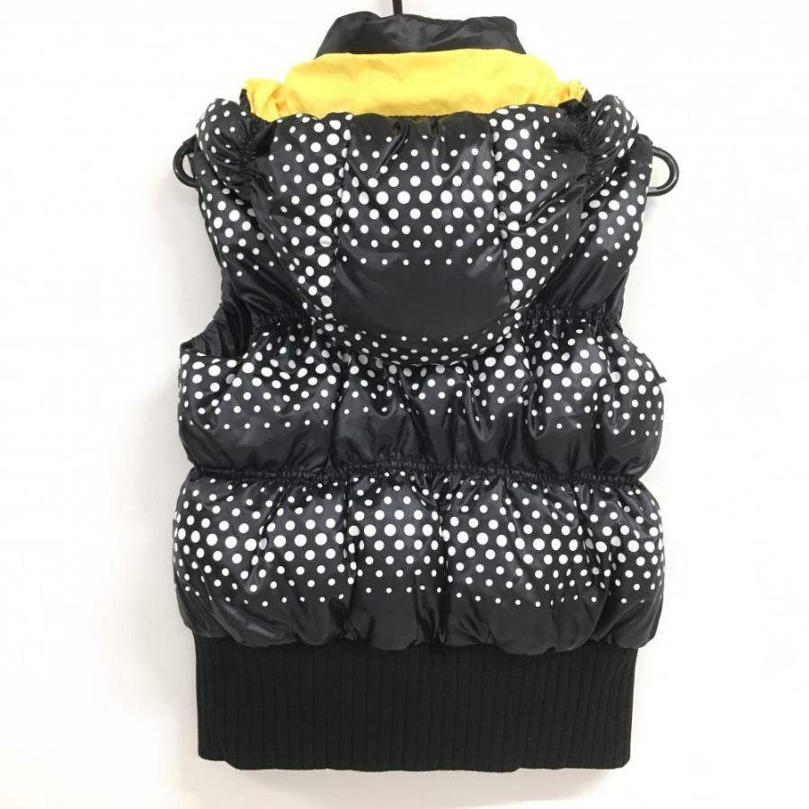 プーマ リバーシブルダウンベスト 黒×イエロー ドット フード取り外し