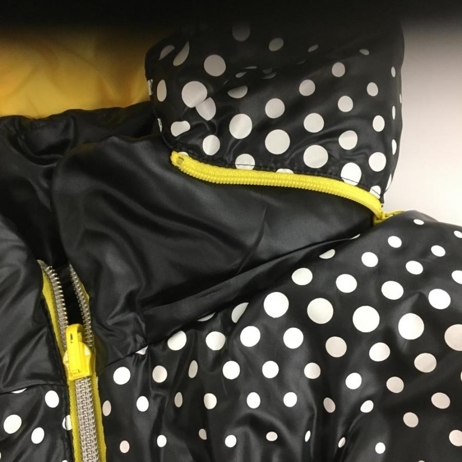 プーマ リバーシブルダウンベスト 黒×イエロー ドット フード取り外し