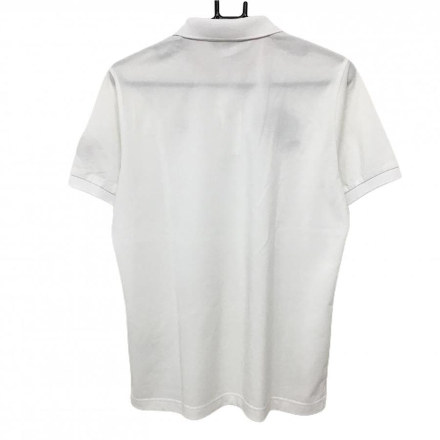 【超美品】マンシングウェアメンズポロシャツ　L 白シルバー刺繍　ゴルフワッペン 超美品】マンシングウェアメンズポロシャツ L 白シルバー刺繍