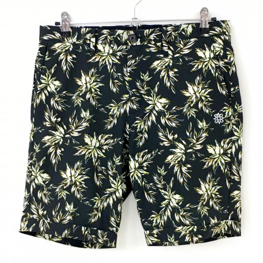 St ANDREWS メンズハーフパンツM St ANDREWS セントアンドリュース ハーフパンツ 黒×イエロー×白 花柄