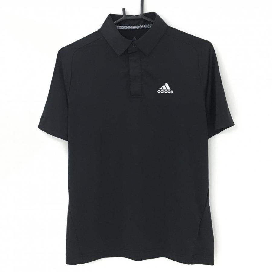 adidas（アディダス） 半袖ポロシャツ 黒 背面一部メッシュ スナップ