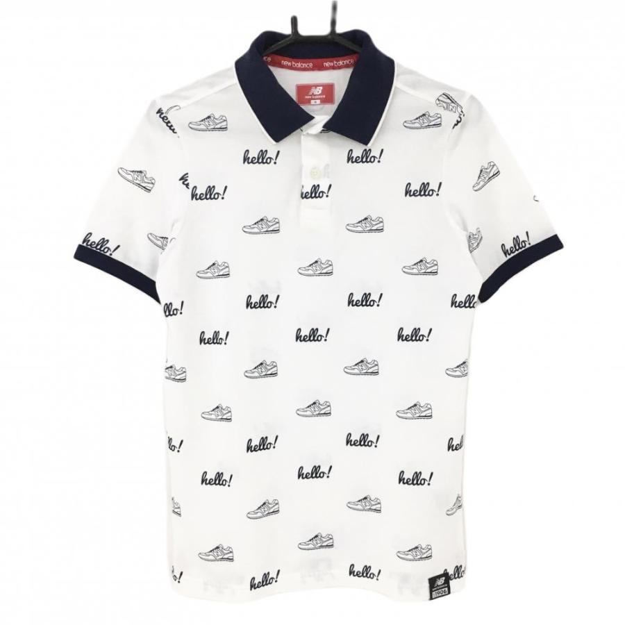 New Balance ニューバランスゴルフ 半袖ポロシャツ 白×ネイビー New Balance ニューバランスゴルフ 半袖ポロシャツ 白×ネイビー