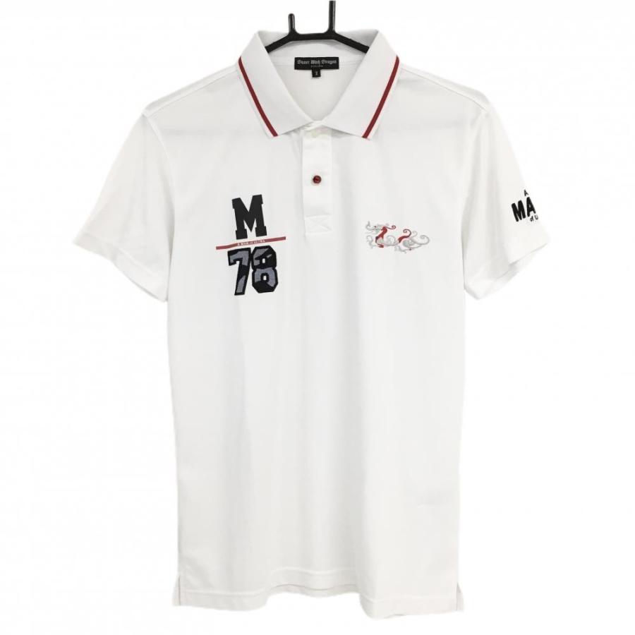 ダンスウィズドラゴン 半袖ポロシャツ 白×レッド A MAN of ULTRAコラボ  