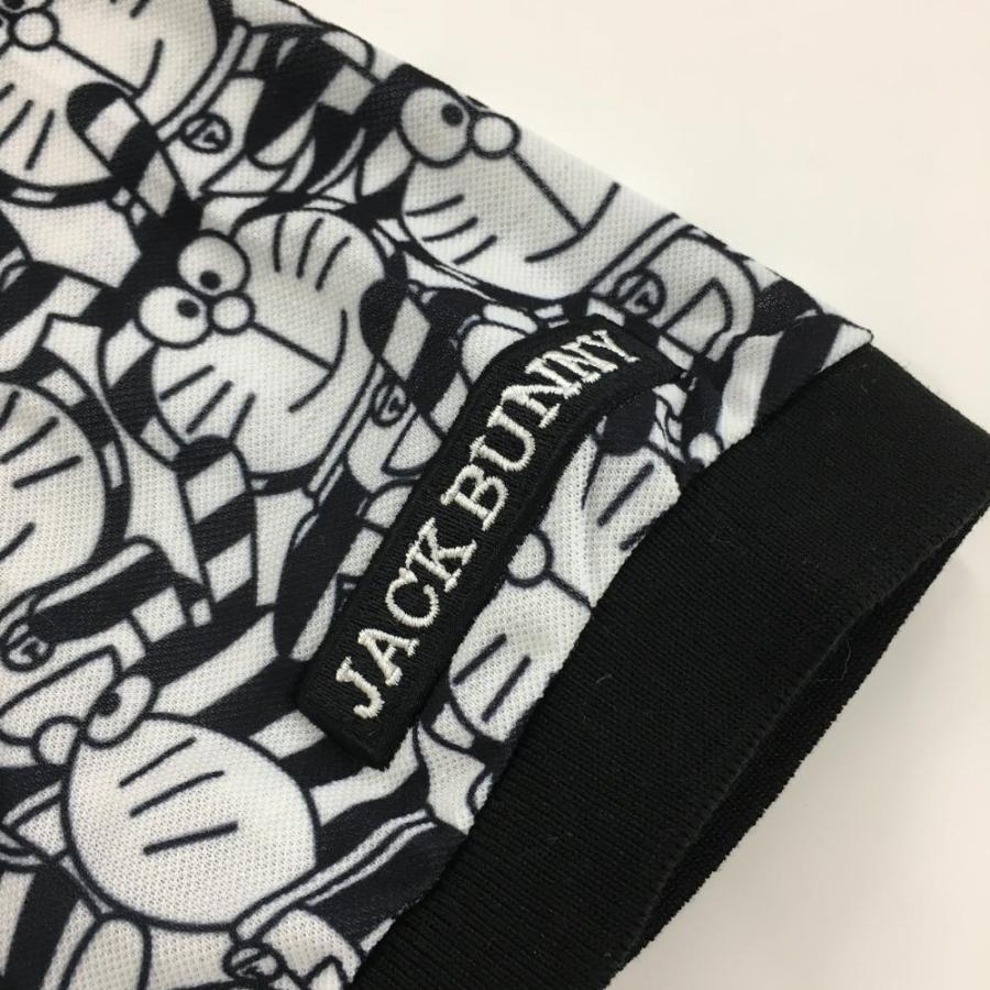 美品】ジャックバニー×ドラえもん 半袖ポロシャツ 白×黒 総柄 5周年