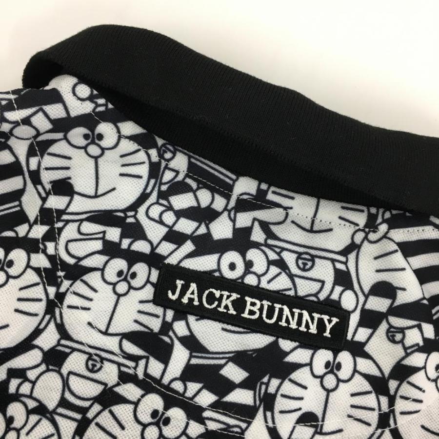 美品】ジャックバニー×ドラえもん 半袖ポロシャツ 白×黒 総柄 5周年