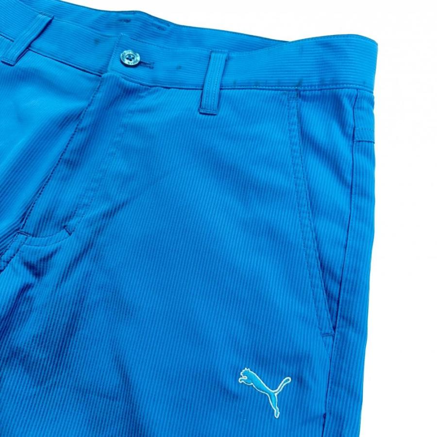 プーマ　ハーフパンツ青ストライプ PUMA（プーマ） ハーフパンツ ライトブルー ストライプ柄 ロゴ刺しゅう