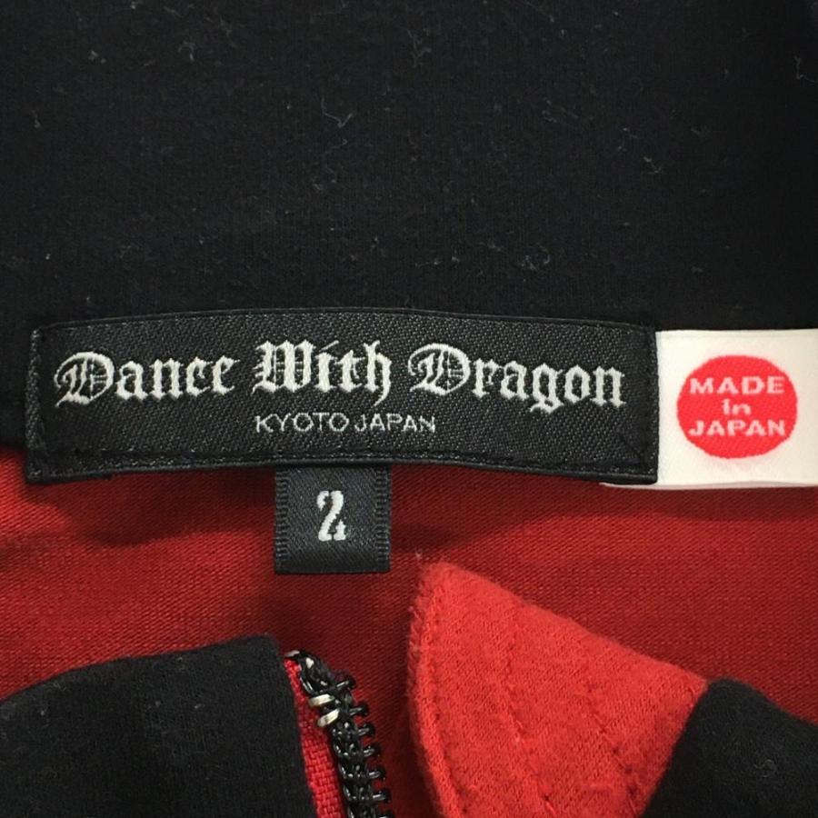 Dance With Dragon - 【美品】ダンスウィズドラゴン 長袖ハイネックシャツ レッド×白 ハーフジップ 袖ロゴ メンズ 3(L) ゴルフウェア Dance With Dragon Dance With Dragon - 【美品】ダンスウィズドラゴン 長袖
