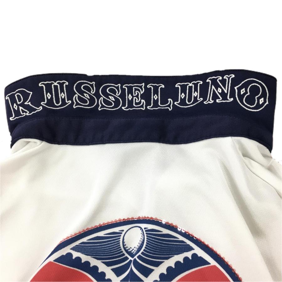 Russeluno（ラッセルノ） 半袖ポロシャツ 白×レッド 後ろビッグスカル