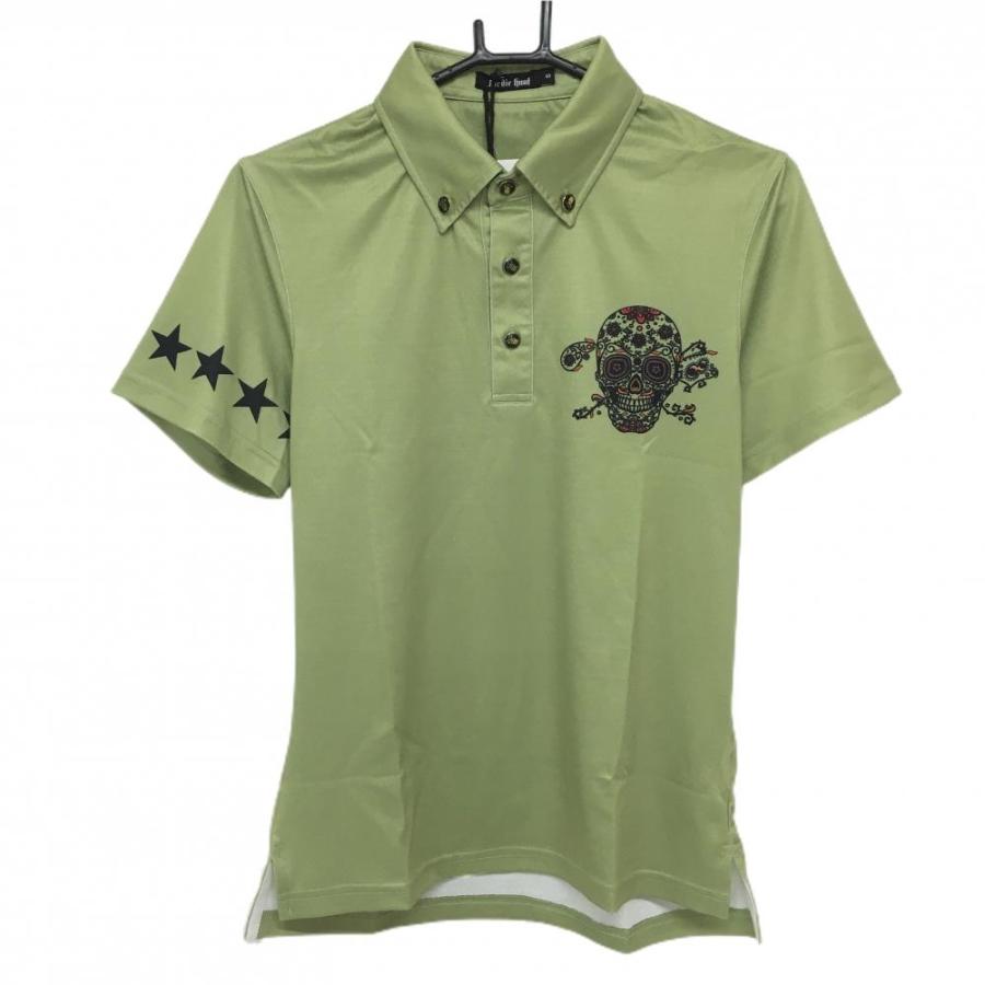Birdie hunt バーディーハント　ゴルフウェア　ポロシャツ　2XL 新品 バーディーハント 半袖ポロシャツ ライトグリーン×黒 袖星柄 UV