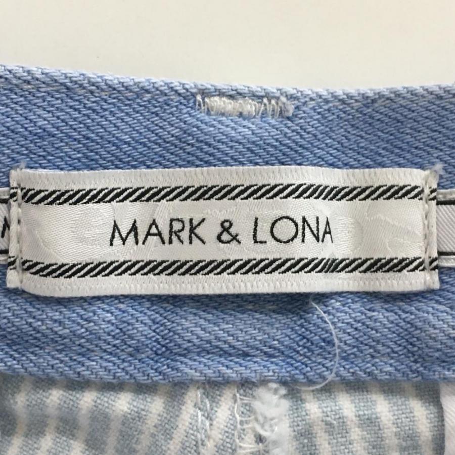 新品MARK&LONA ストライプ ショートパンツ Mサイズ MARK&LONA（マークアンドロナ） ショートパンツ ライトブルー×白