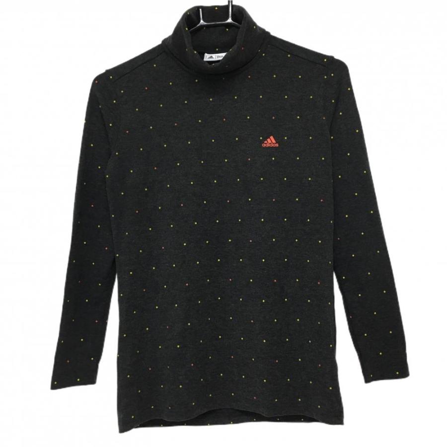 adidas（アディダス） 長袖ハイネックシャツ 杢黒×イエロー スクエア