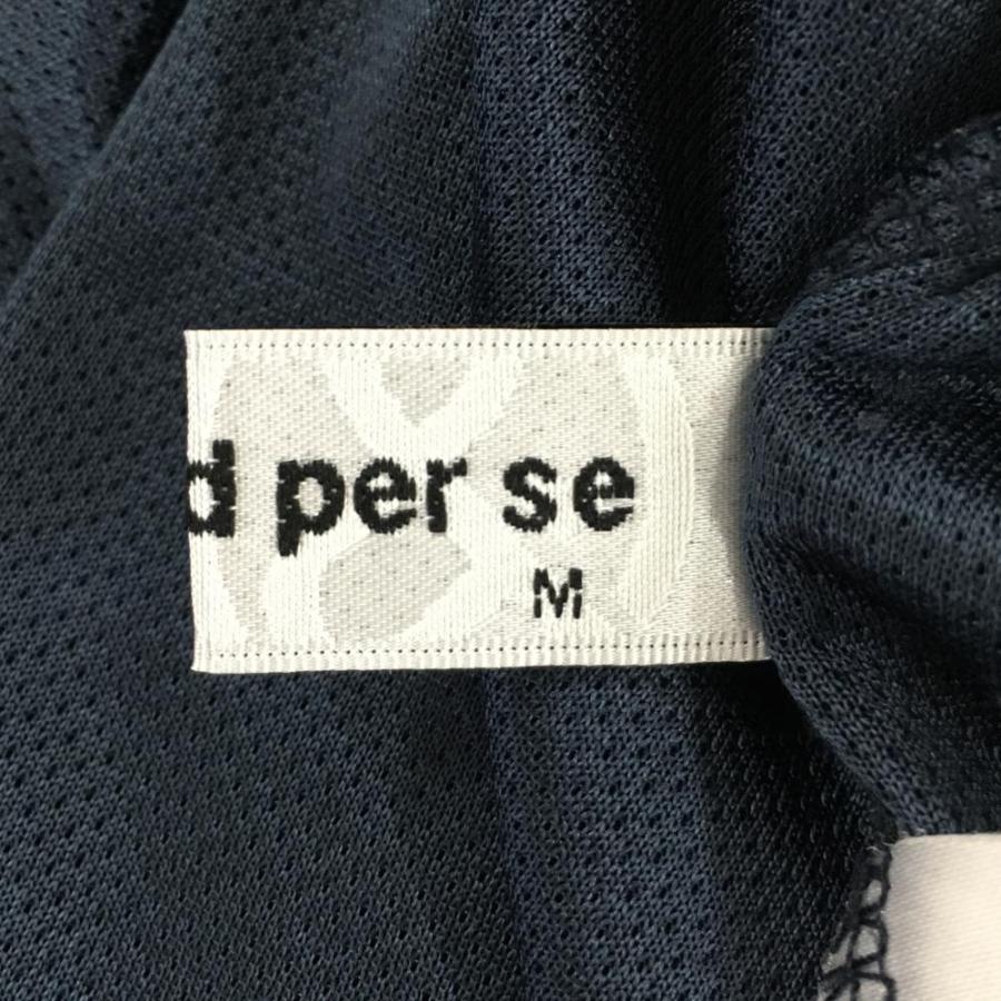 and per se（アンパスィ） 長袖ハイネックシャツ ネイビー 袖ロゴ白