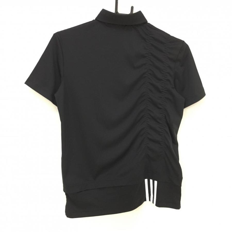 adidas（アディダス） 半袖ポロシャツ 黒 袖ロゴ 裾3ライン 一部