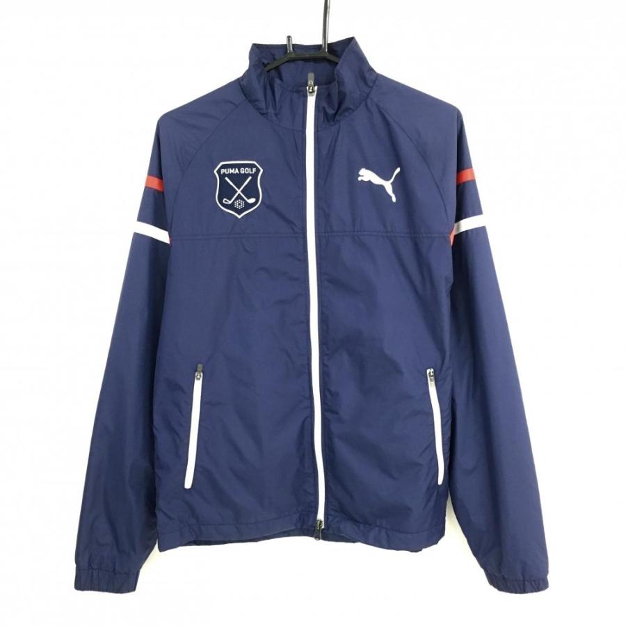 PUMA（プーマ） ジャケットブルゾン ネイビー×白 袖ライン 胸元ロゴ